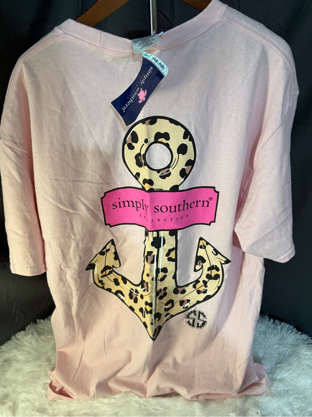 Simply southern anchor leopard print tee shirt large NWT
